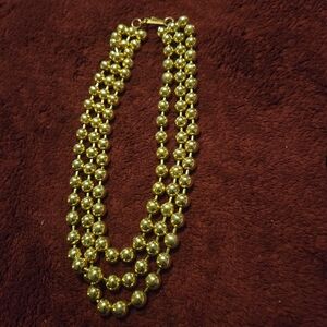 Vintage Marcy Feld 1990 Gold-Tone Three-Strand Beaded Necklace